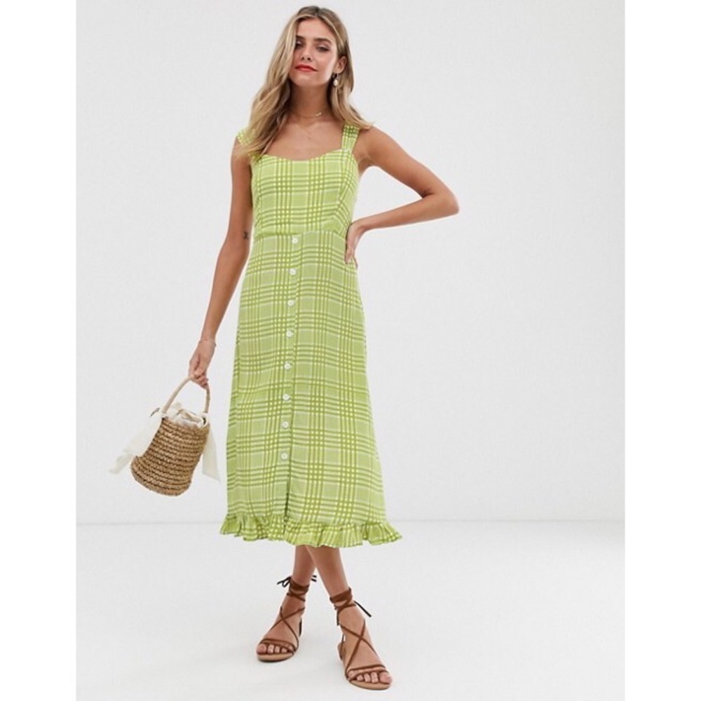 Faithful the brand yasmin midi dress in lime color
